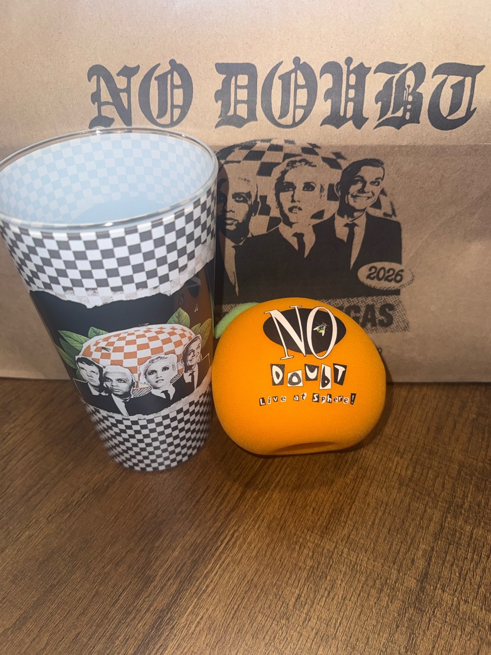 No Doubt Orange Logo Foam Plush Collectible with Checkerboard Band Cup